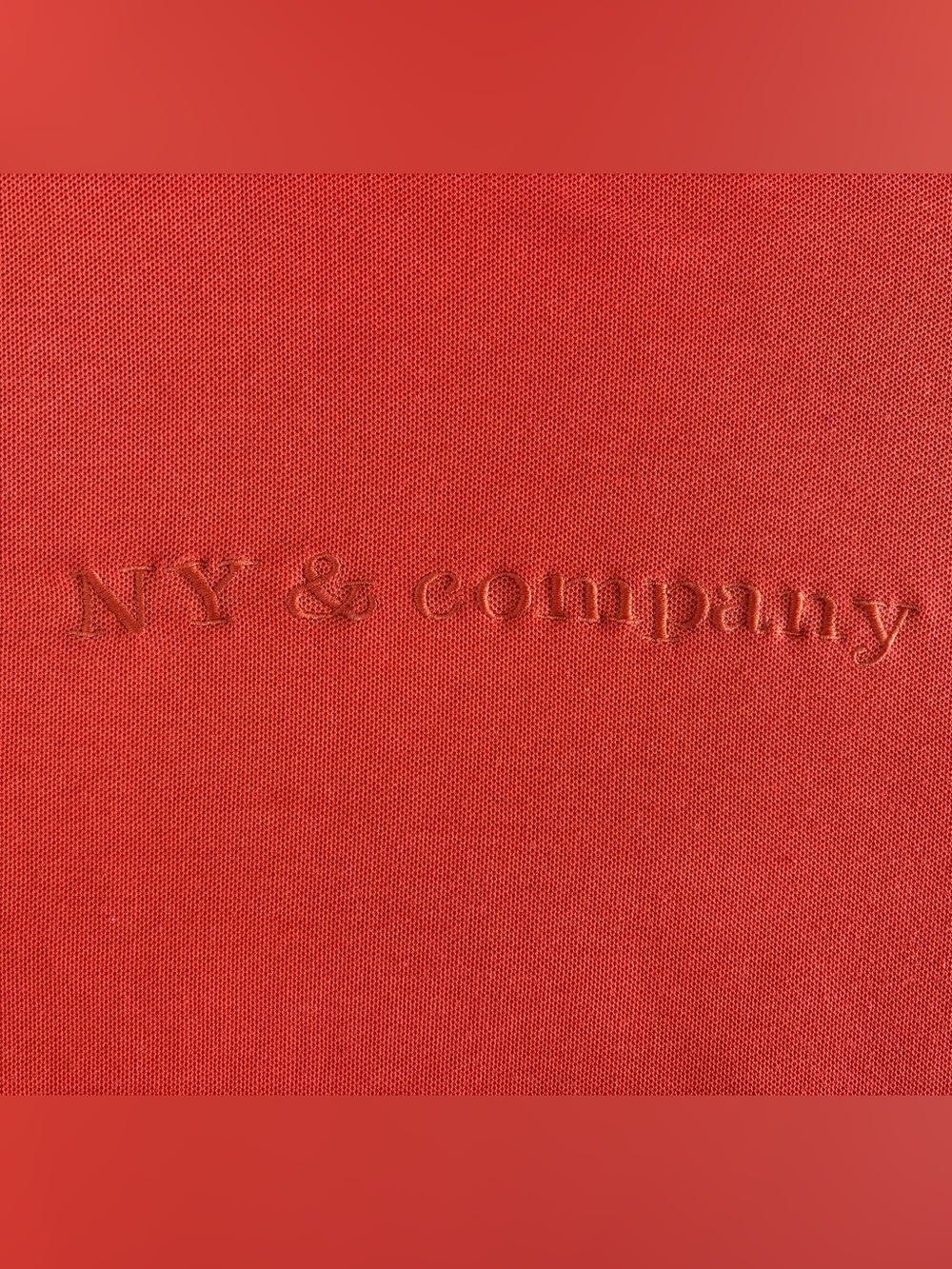 90s New York & Co. Oversized Pique Knit S/S T-Shirt XL Orange Embroidered Logo - Picture 8 of 9